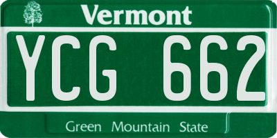 VT license plate YCG662