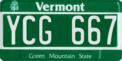 VT license plate YCG667