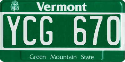 VT license plate YCG670