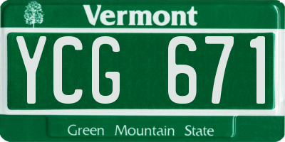 VT license plate YCG671