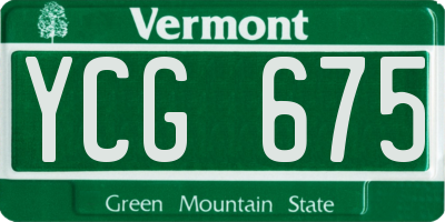 VT license plate YCG675