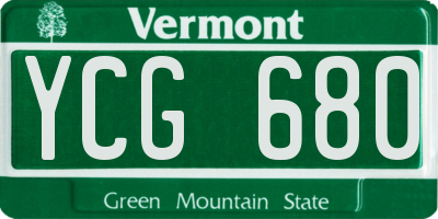 VT license plate YCG680