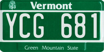 VT license plate YCG681