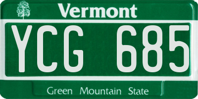 VT license plate YCG685