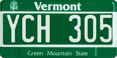 VT license plate YCH305