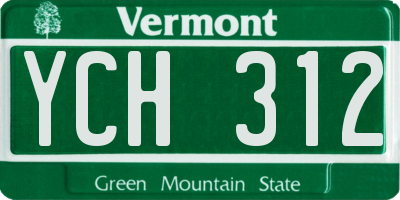 VT license plate YCH312