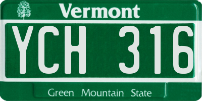 VT license plate YCH316