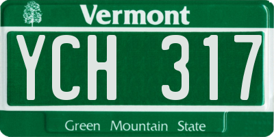VT license plate YCH317