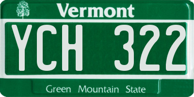 VT license plate YCH322
