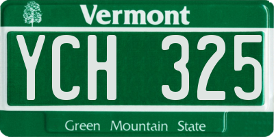 VT license plate YCH325