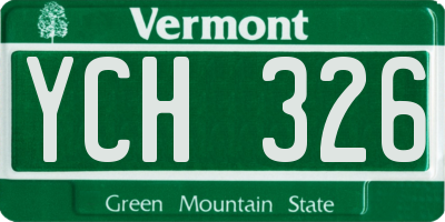 VT license plate YCH326
