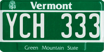 VT license plate YCH333