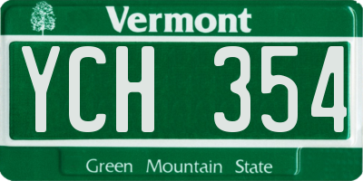 VT license plate YCH354