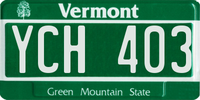 VT license plate YCH403