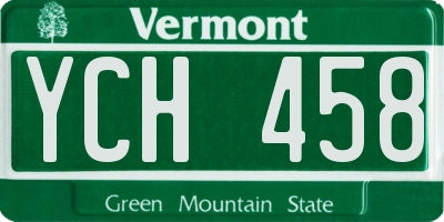 VT license plate YCH458