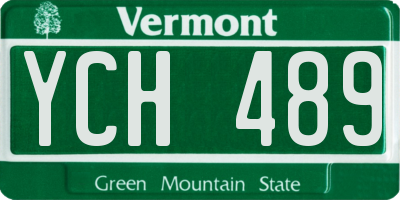 VT license plate YCH489