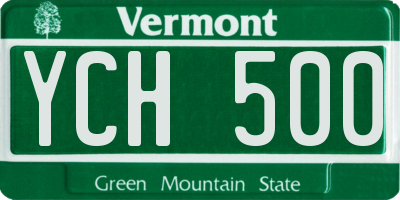 VT license plate YCH500