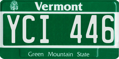 VT license plate YCI446