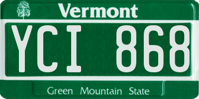 VT license plate YCI868