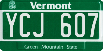 VT license plate YCJ607