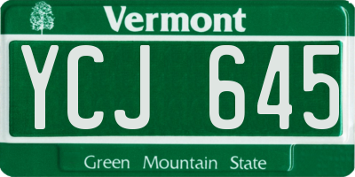 VT license plate YCJ645