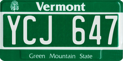 VT license plate YCJ647