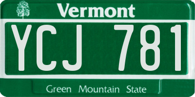 VT license plate YCJ781