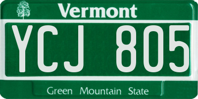 VT license plate YCJ805