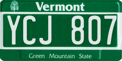 VT license plate YCJ807
