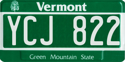 VT license plate YCJ822