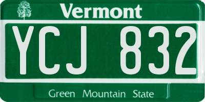 VT license plate YCJ832