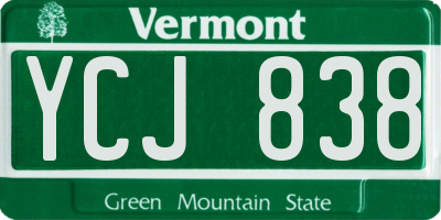 VT license plate YCJ838