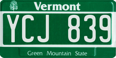 VT license plate YCJ839