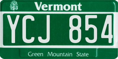 VT license plate YCJ854