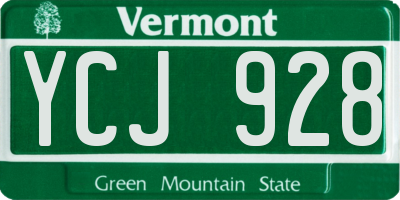 VT license plate YCJ928