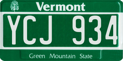 VT license plate YCJ934