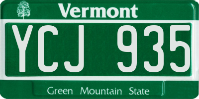 VT license plate YCJ935