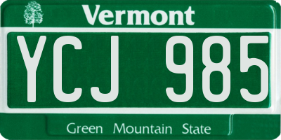 VT license plate YCJ985