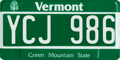 VT license plate YCJ986