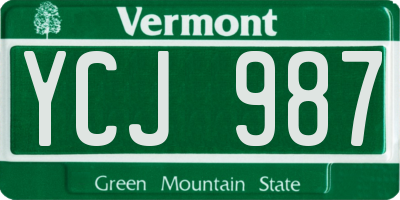 VT license plate YCJ987