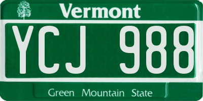 VT license plate YCJ988
