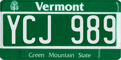 VT license plate YCJ989