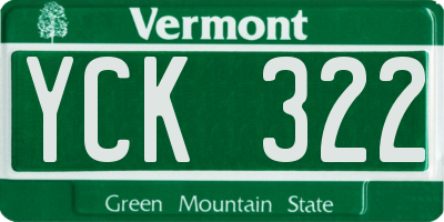 VT license plate YCK322