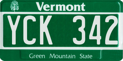 VT license plate YCK342