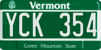 VT license plate YCK354