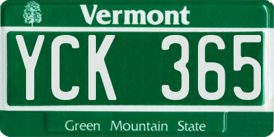 VT license plate YCK365