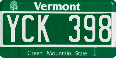 VT license plate YCK398