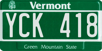 VT license plate YCK418