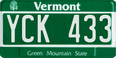 VT license plate YCK433