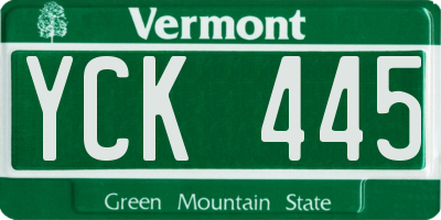 VT license plate YCK445